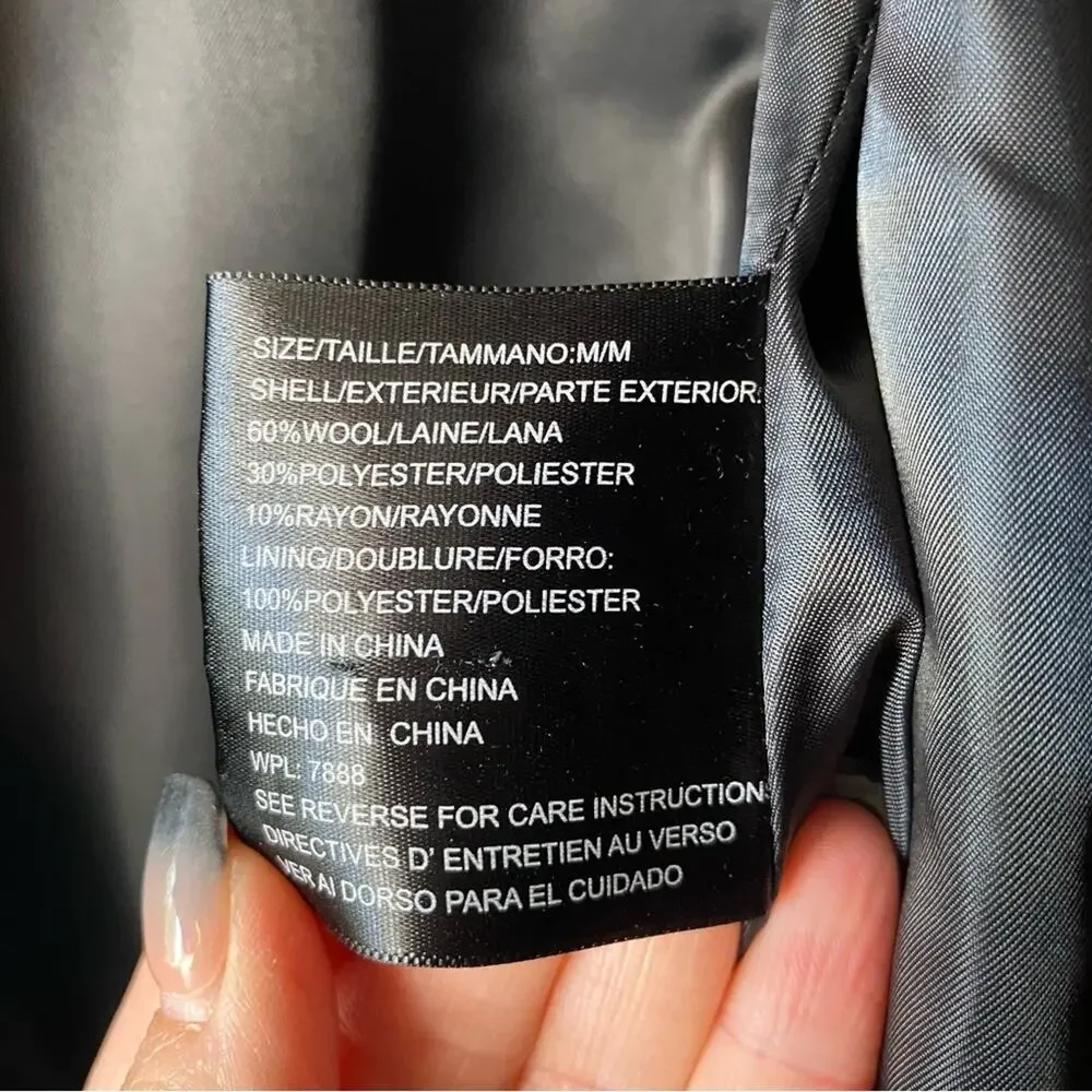 Michael Kors Black Wool Blend Peacoat Size Medium